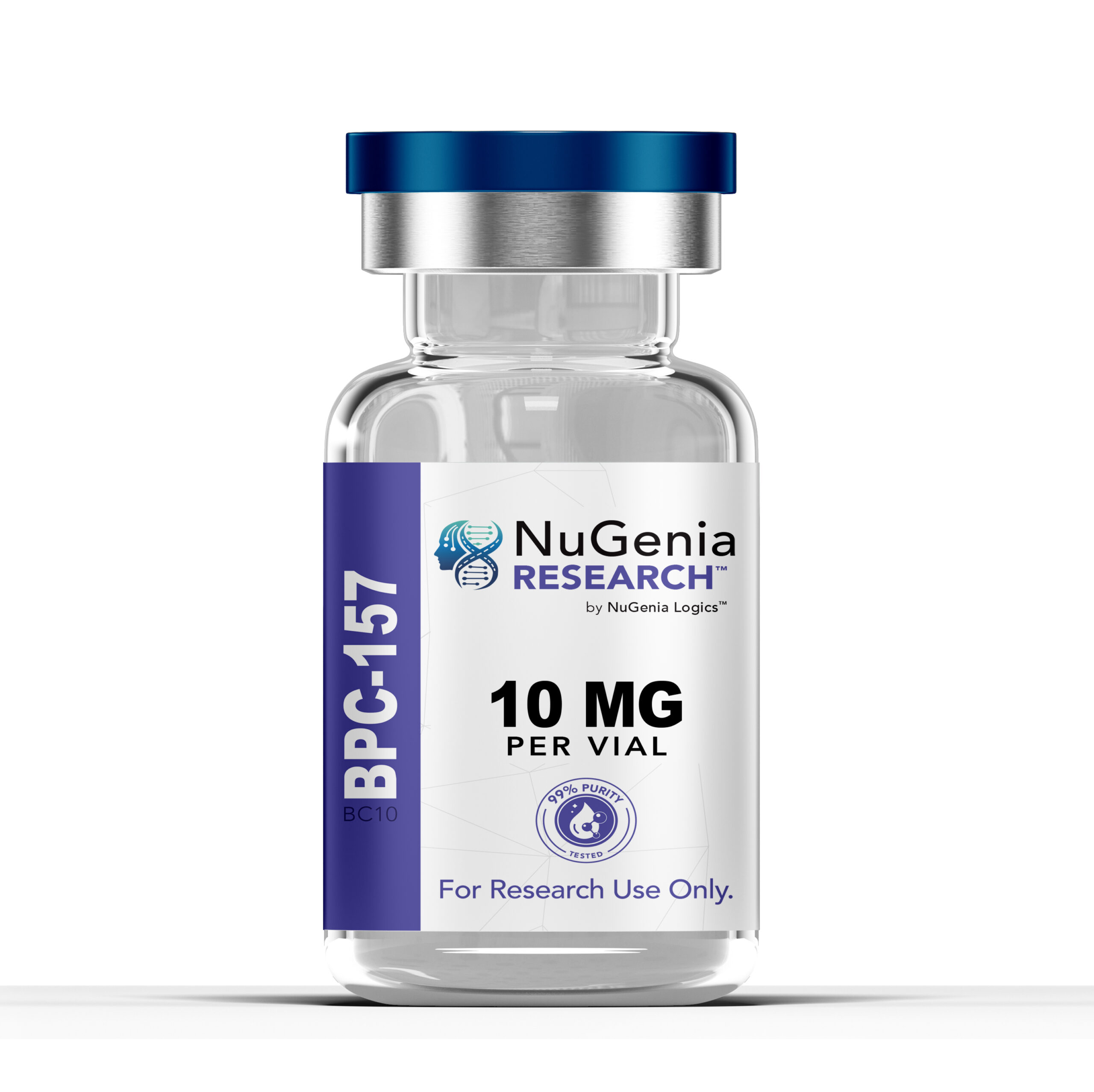 NuGenia Research BPC-157 10 mg peptide vial – research use only lyophilized peptide, 99% purity
