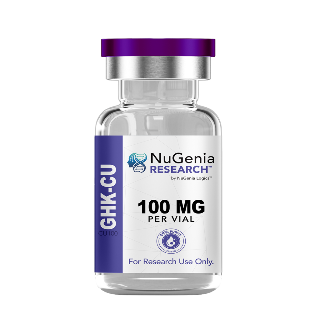 NuGenia Research GHK-Cu 100mg peptide vial – copper peptide research grade, 99% purity, lyophilized powder
