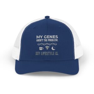 Genetics Fitness Trucker Hat — "My Genes Aren't the Problem, My Lifestyle Is." Snapback Cap